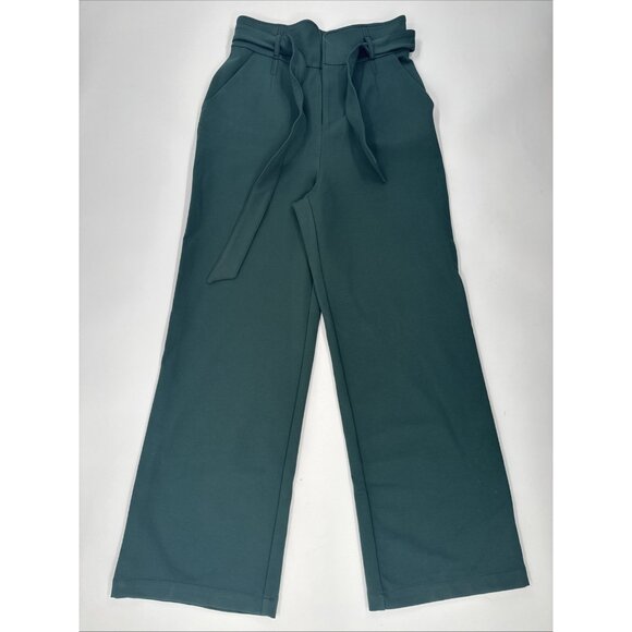 Maeve Anthropologie Dress Pants Trousers Womens 12T Green Belted Wide Leg Ponte - Picture 1 of 12